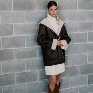 Mango faux shearling lining coat